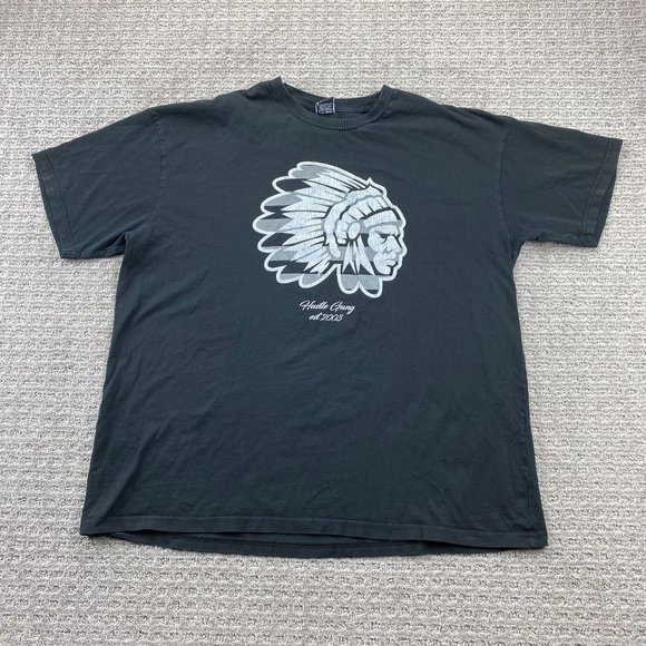 Hustle Gang Shirt Men 2XL XXL Black Native American Apache Graphic Print T-Shirt - Picture 1 of 9